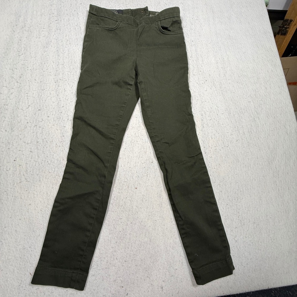 J.Crew Dannie Skinny Pants Olive Green Back Zip Stretch Trousers 2P Petite